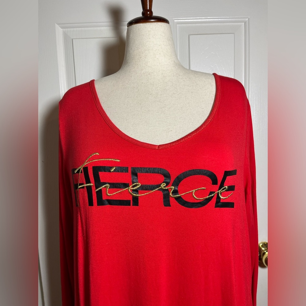 Livi Active Red Fierce Graphic Long Sleeve Women’s Top - Picture 2 of 9